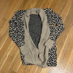 Leopard Print Open Front Sweater